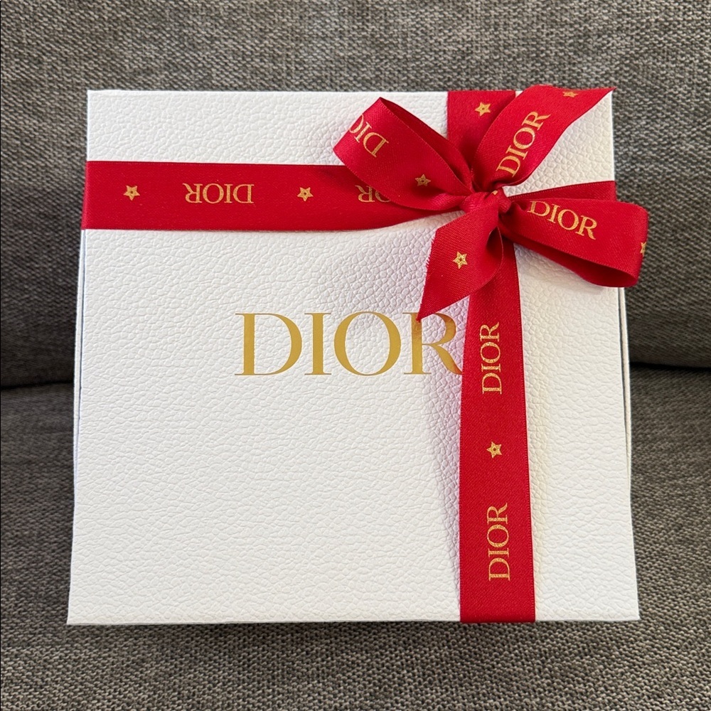 Dior White Empty Square Gift Box White Ribbon Paper Holiday Birthday Authentic